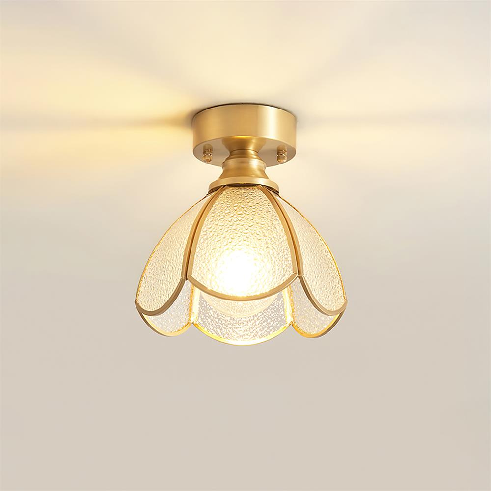 Stained Glass Tiffany Style Ceiling Light Brass Canopy G9 Socket