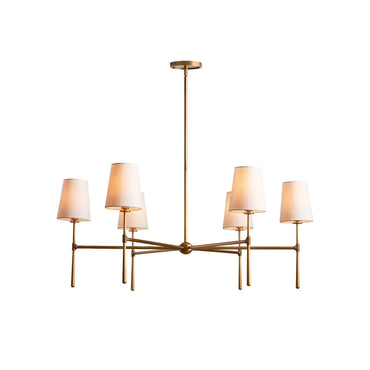 Warm Mid Century Glow Linen Shade Pendant Light