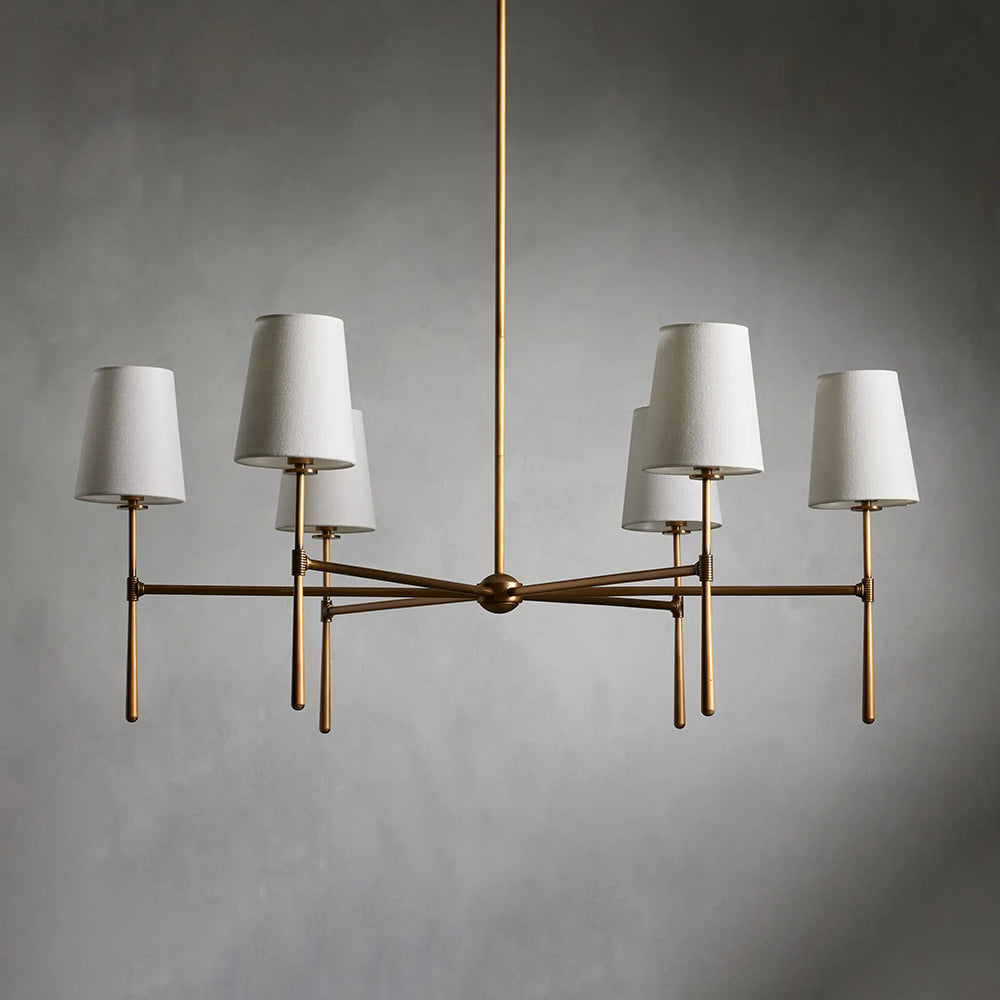 Warm Mid Century Glow Linen Shade Pendant Light