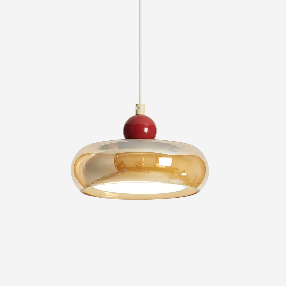 Dual Color Temperature Amber Red Glass Pendant Light