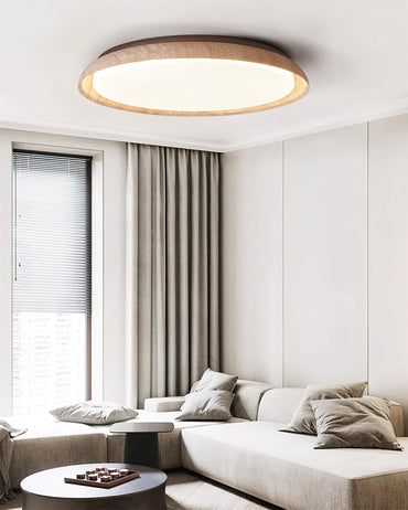 Ceiling Light With Walnut Wood Canopy Round Travertine