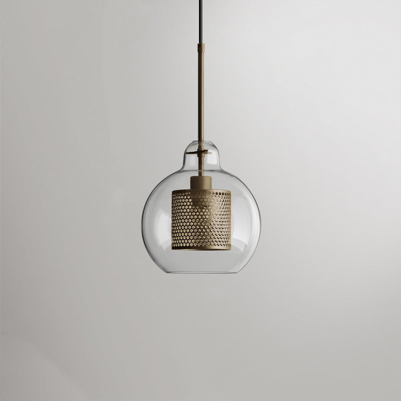 Pendant Light Glass Shade With Soft Glow Gold