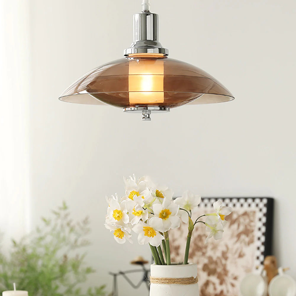 Pendant Light LED Round Modern With Glass Brown For Ambience
