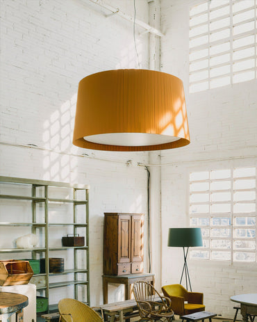 Integrated LED With Pleated Fabric Pendant Light