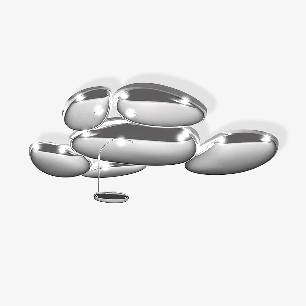 Smoke Grey Pebble Ceiling Light With Chrome Finish