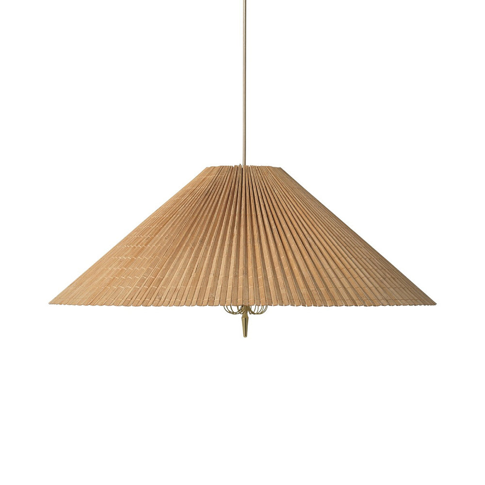 Pendant Lamp With Brass Accents And Natural Bamboo