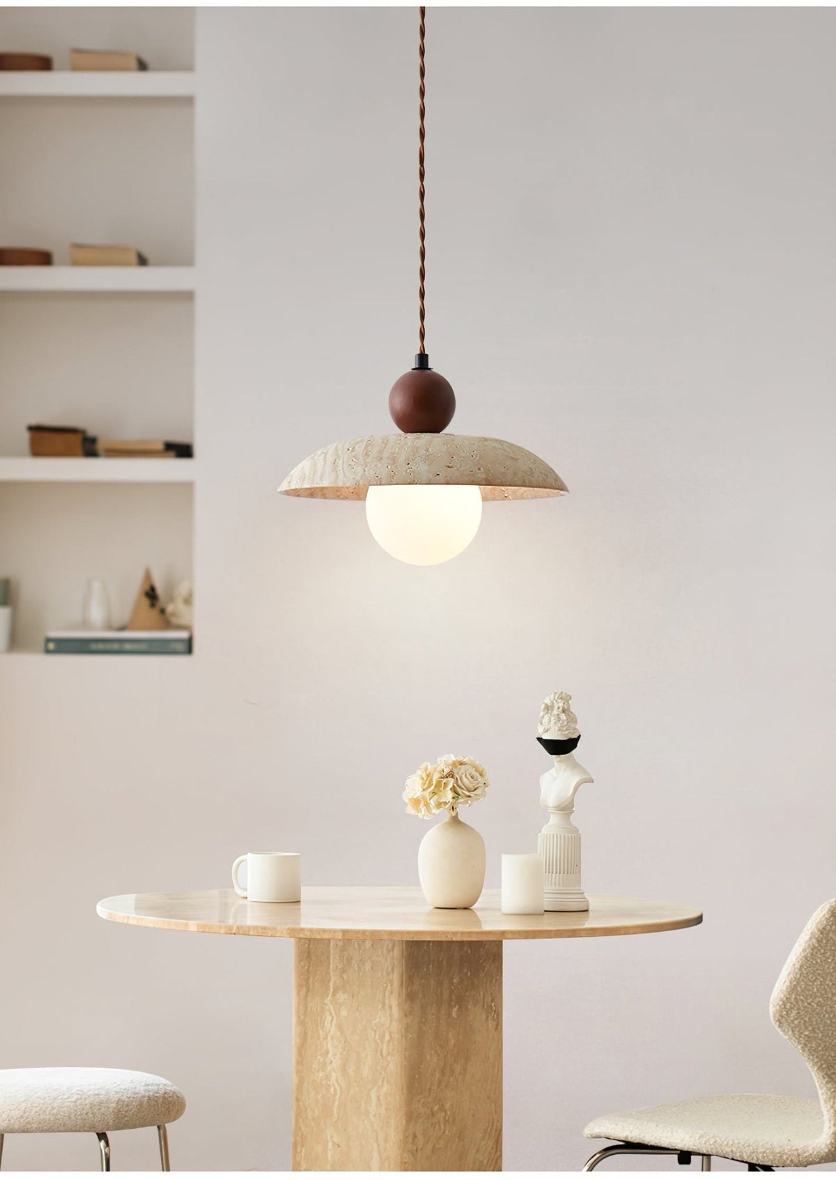 Warm Glow Premium Travertine Pendant Light