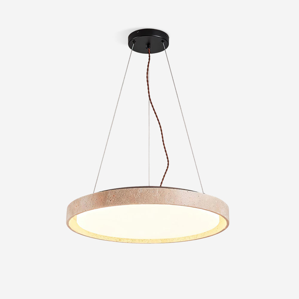Pendant Light With Soft Diffused Glow Travertine Ring