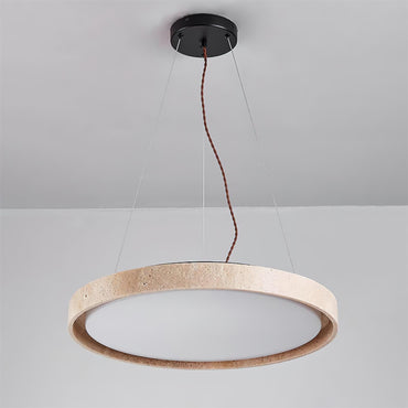Pendant Light With Soft Diffused Glow Travertine Ring
