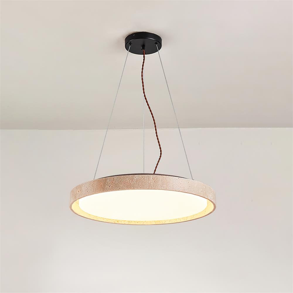 Pendant Light With Soft Diffused Glow Travertine Ring