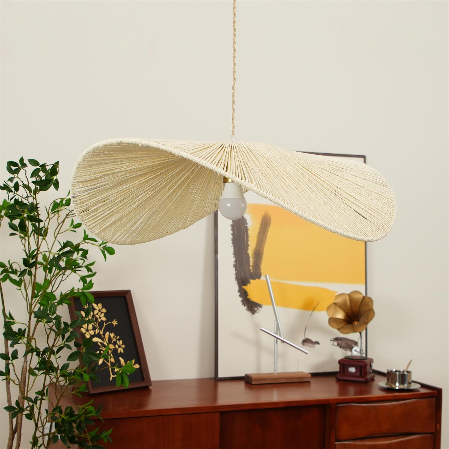 Hemp Shade Handwoven Rattan Pendant Light