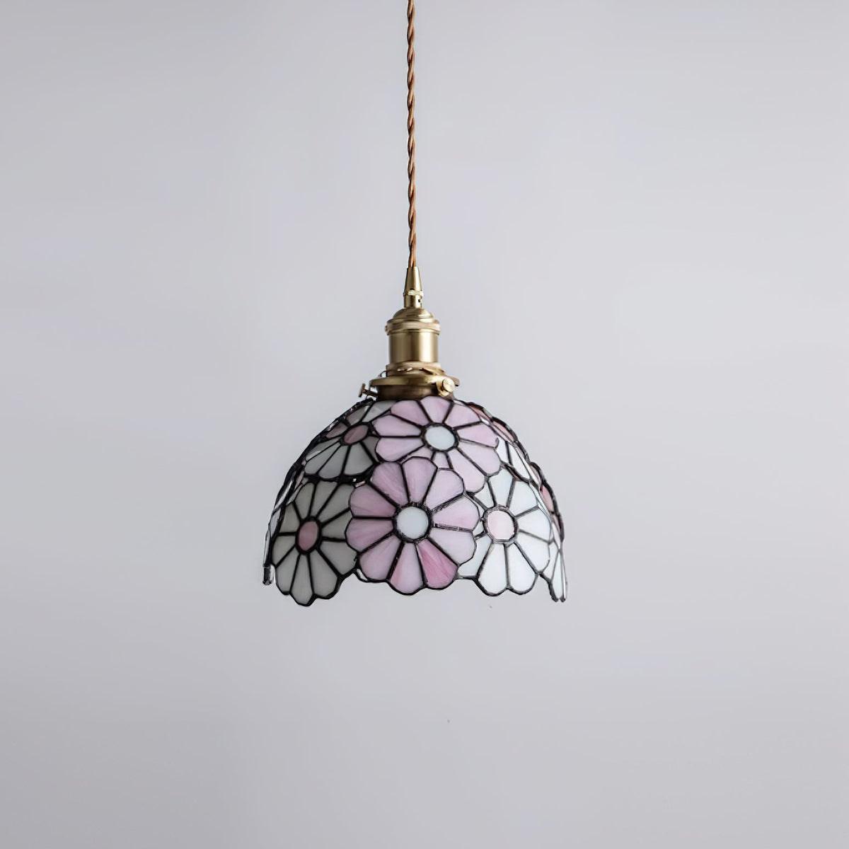 Pendant Light With Warm Glow And Bluebell Stained Glass