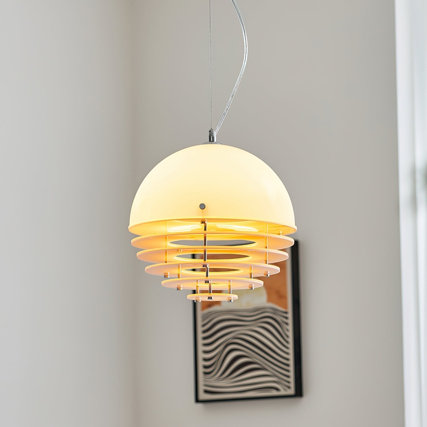 Soft Dining Room Glow Pendant Lamp With Layered Shade