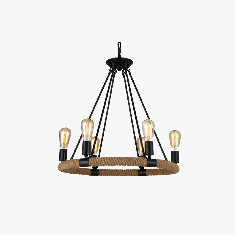 Pendant Light Industrial LED With Hemp Rope Accent
