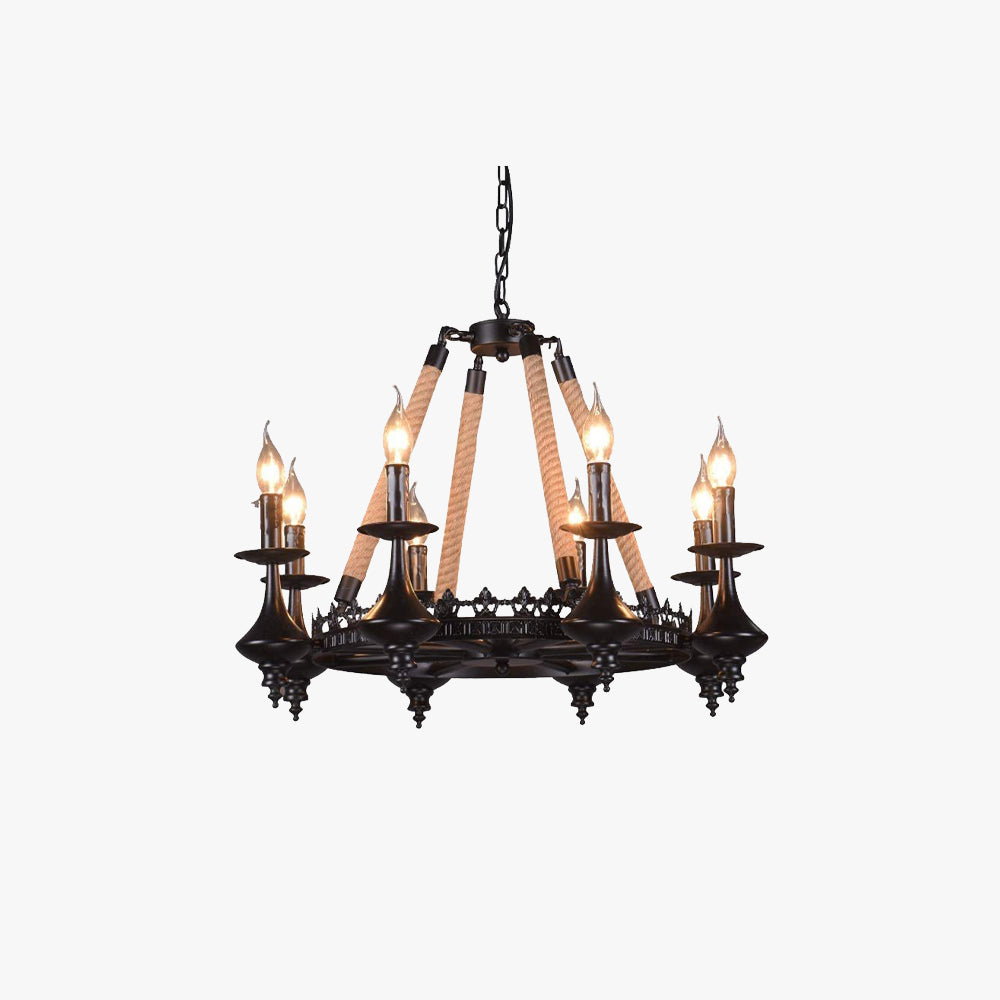 Bold Ambience Industrial Rope LED Pendant Chandelier