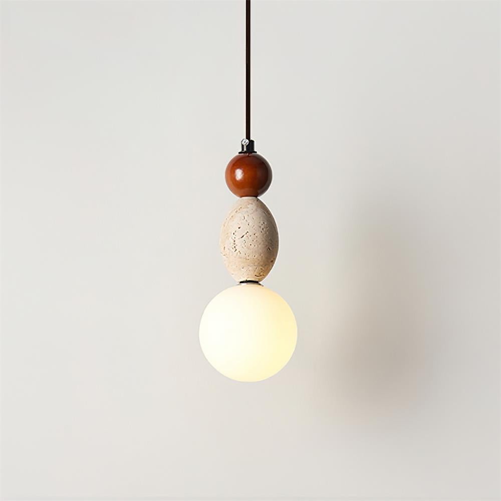 Glass Travertine Dimmable Triple Sphere Pendant Light