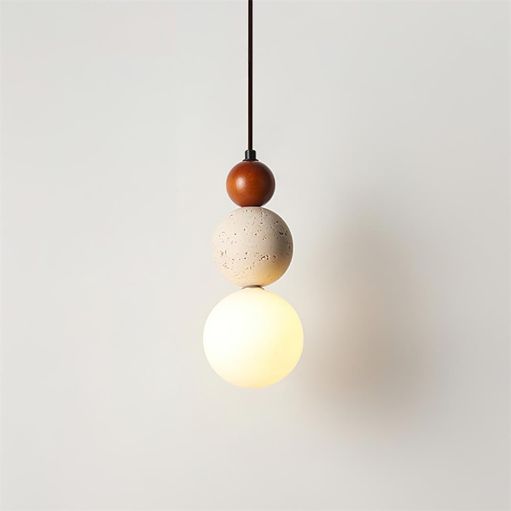 Glass Travertine Dimmable Triple Sphere Pendant Light