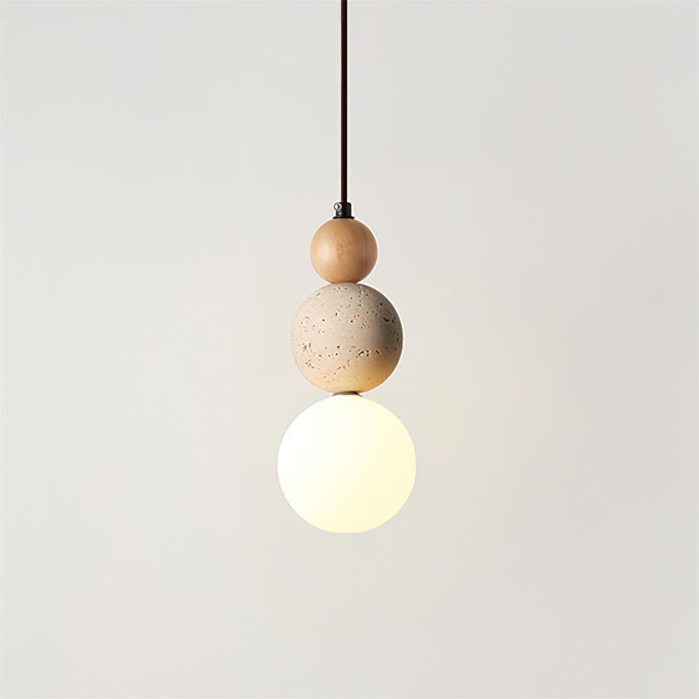 Glass Travertine Dimmable Triple Sphere Pendant Light