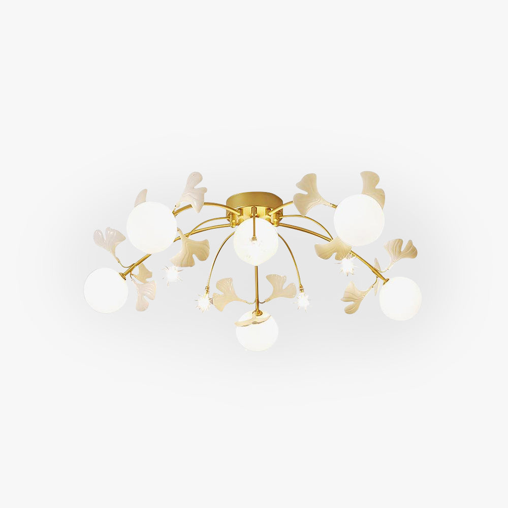 White Gold Metal Ceramic Nordic Globe Flush Mount Ceiling Light