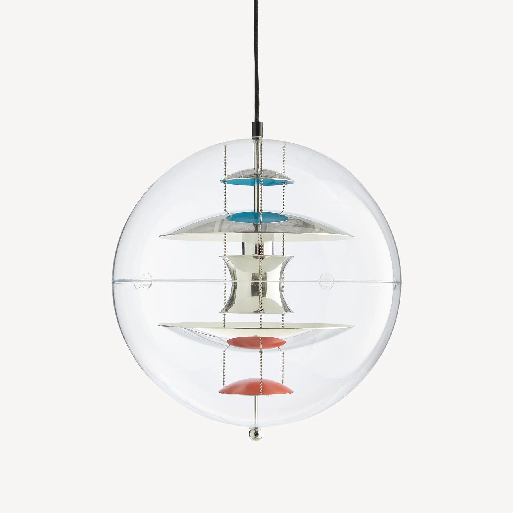 Clear Globe And Floating Geometric Layers Pendant Lamp