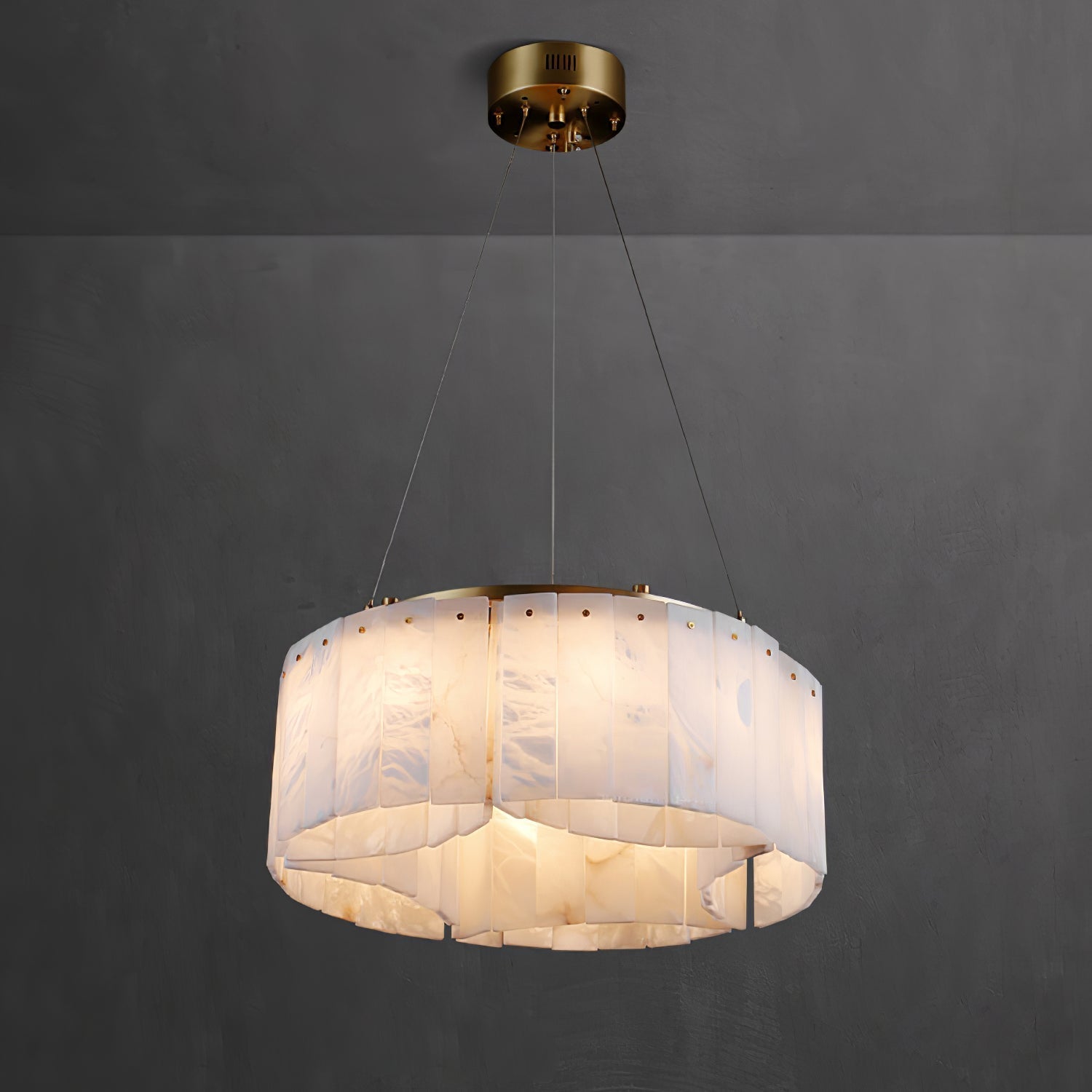 Alabaster Double Tier Pendant Light With Warm Glow