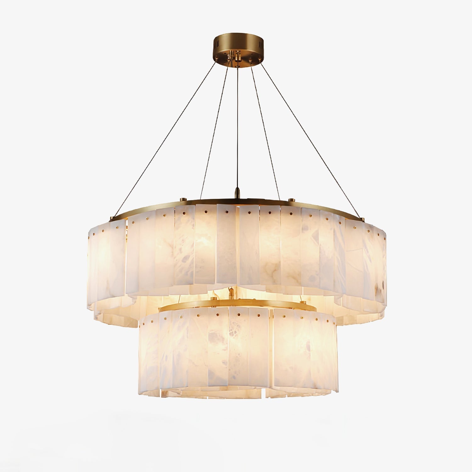 Alabaster Double Tier Pendant Light With Warm Glow