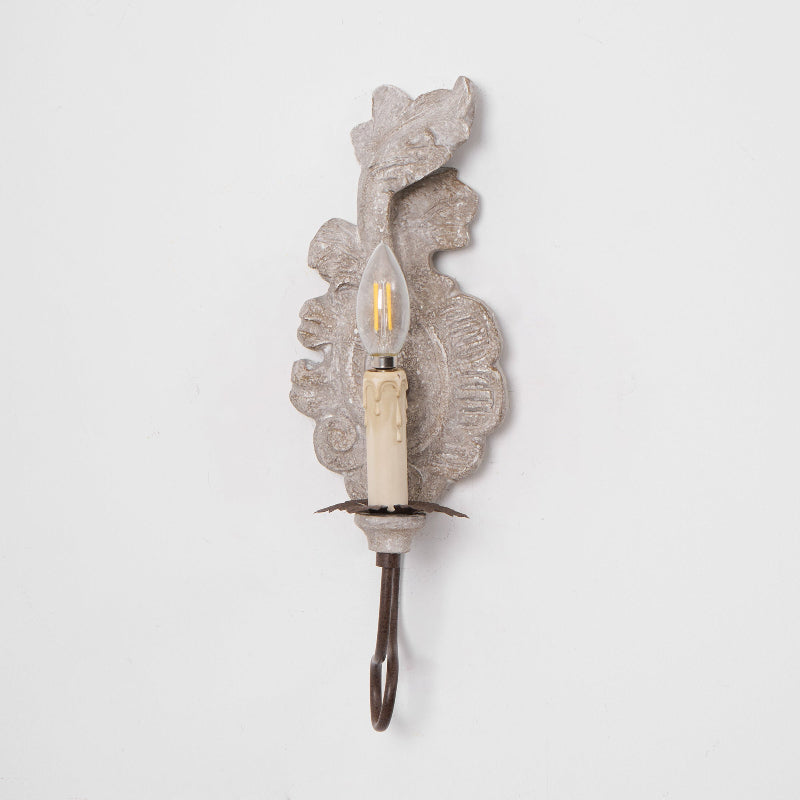 Resin Ornate Scrollwork Vintage Distressed Wall Sconce