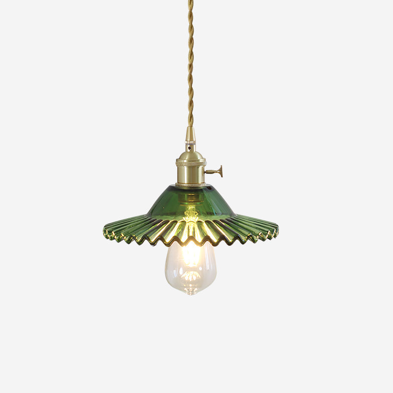 Soft Ambient Glow Pendant Lamp With Ruffled Glass Shade