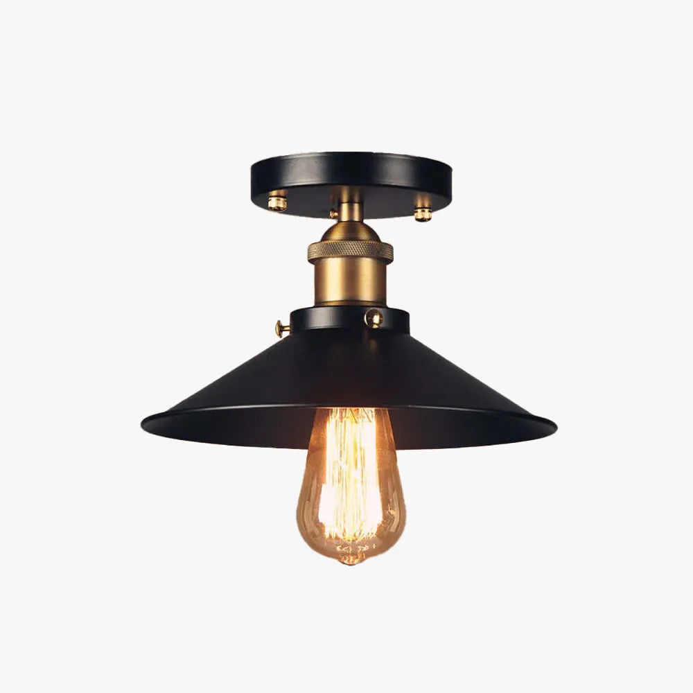 Industrial Black Cone Ceiling Light In Iron Finish