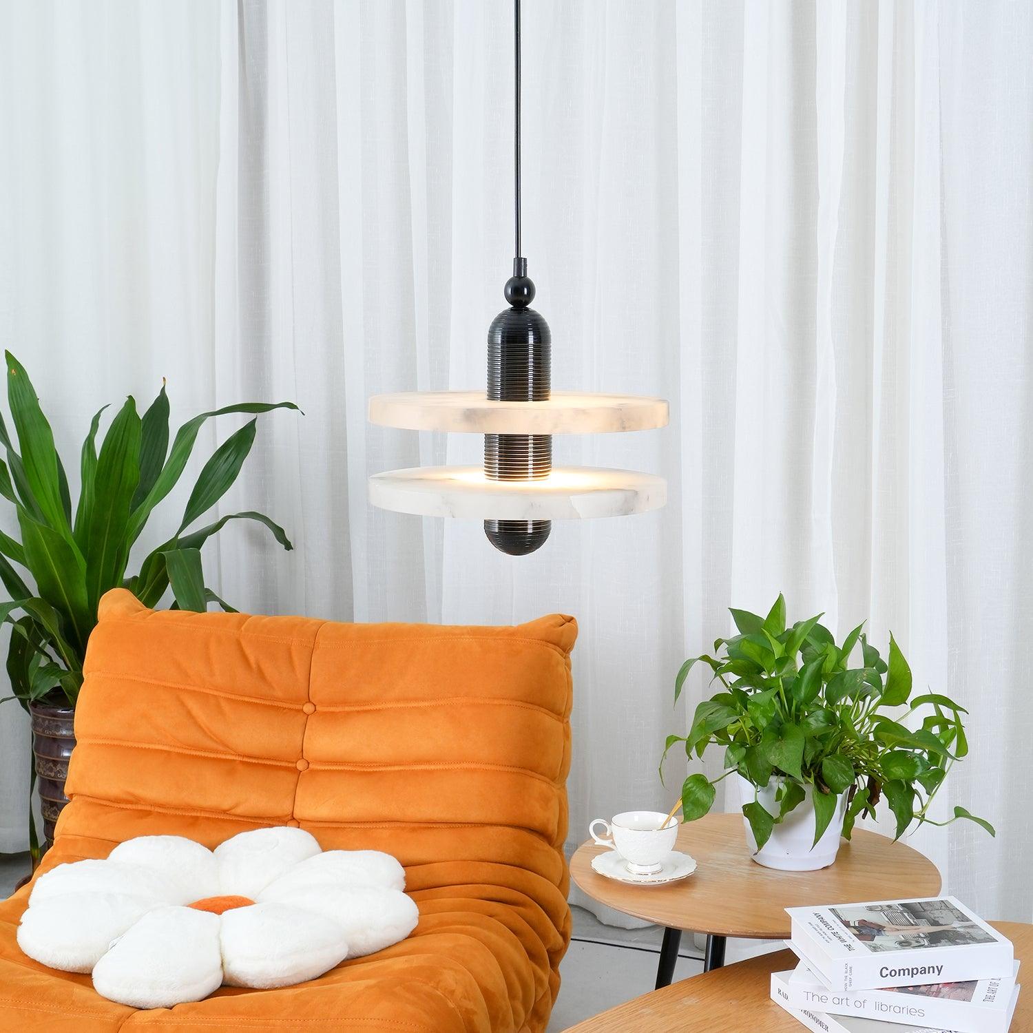 Alabaster Shade Ambient Light Copper Pendant Lamp