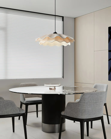 Warm White Glow Wavy Pleated Pendant Light
