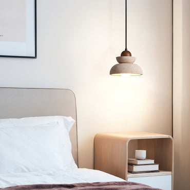 Yellow Travertine Tiered Bell Pendant Light For Warm Ambiance