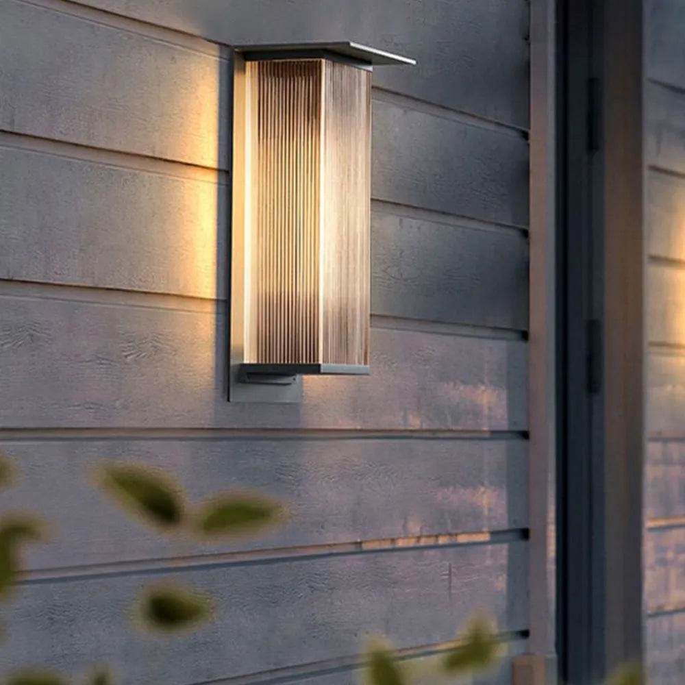Outdoor Wall Light Black Metal Rectangular Aurora Edge