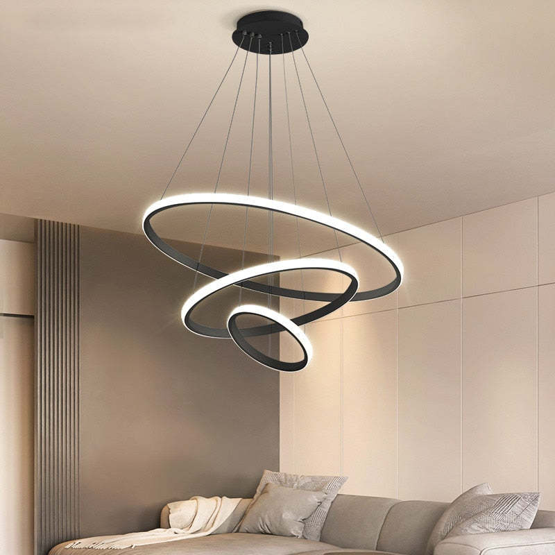 Adjustable Rings Dimmable Ring Pendant Light