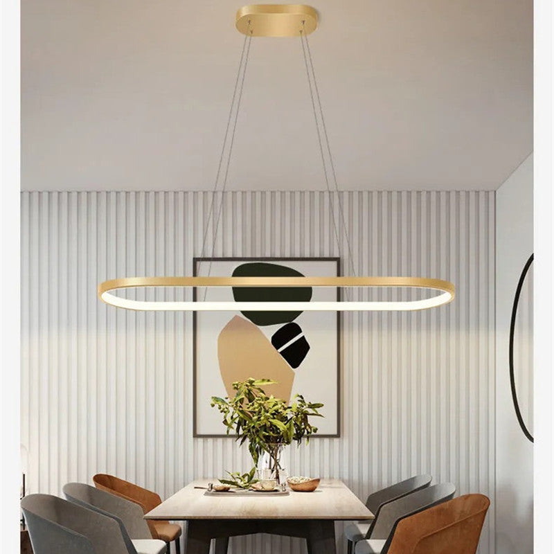 Minimalist Oval Pendant Light Featuring Warm Glow