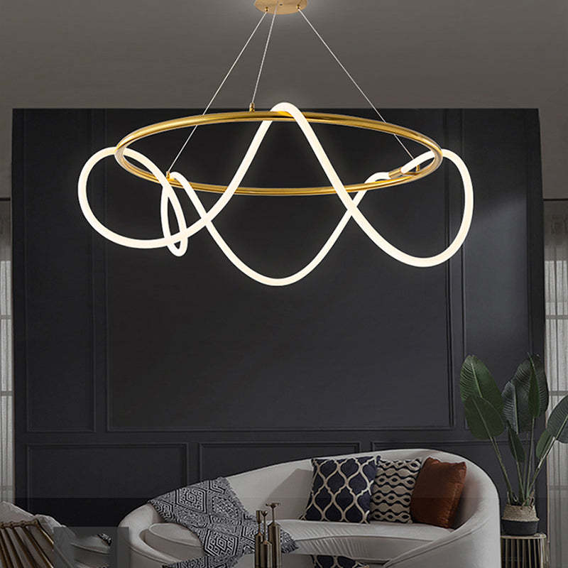Curved And Linear Design Arisha Gold Semi Flush Ceiling Light