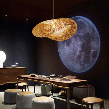 Dining Room Warm Glow Natural Bamboo Pendant Light