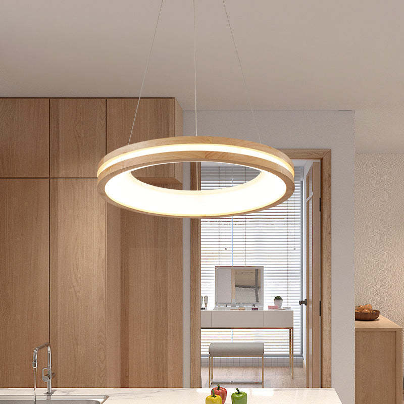 Modern Warmth Wood and Acrylic Pendant Light