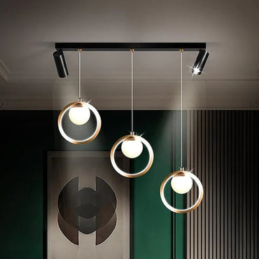 Pendant Light Ring Metal Modern With Spotlight