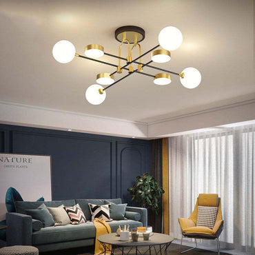 Metal And Glass Round Ceiling Light Premium