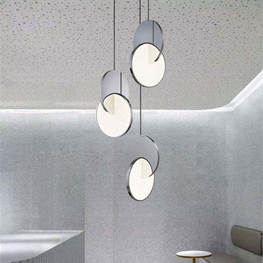 Pendant Light Disc in Gold and Silver with Soft Warm Glow