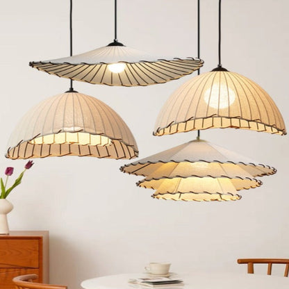 Yellow Fabric Shade Boho LED Pendant Light