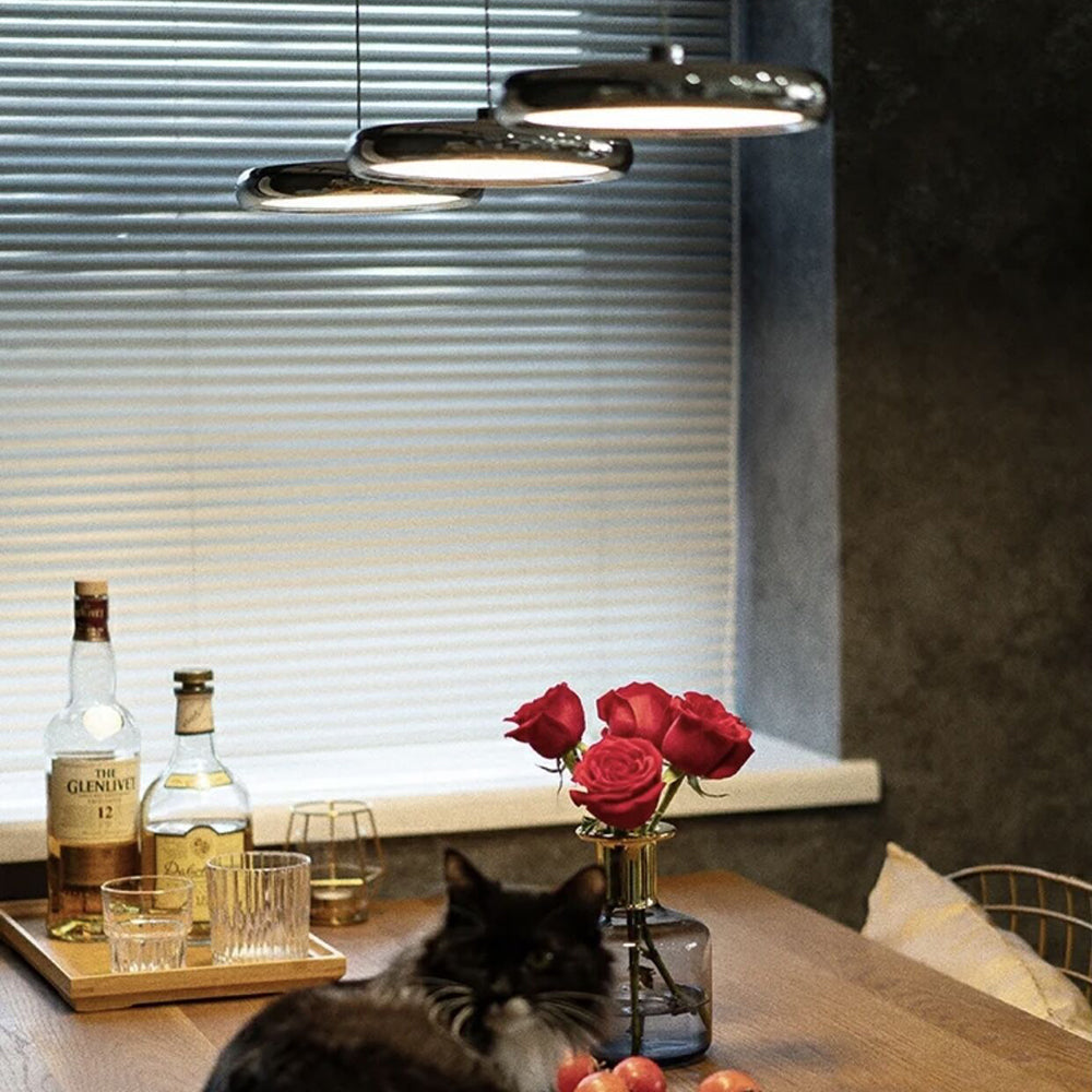 Metal Pendant Light With Acrylic Shade Circular Minimalist