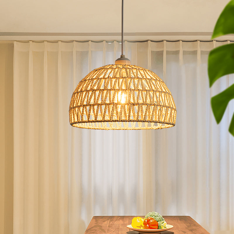 Warm Glow Wood Rattan LED Pendant Light Boho
