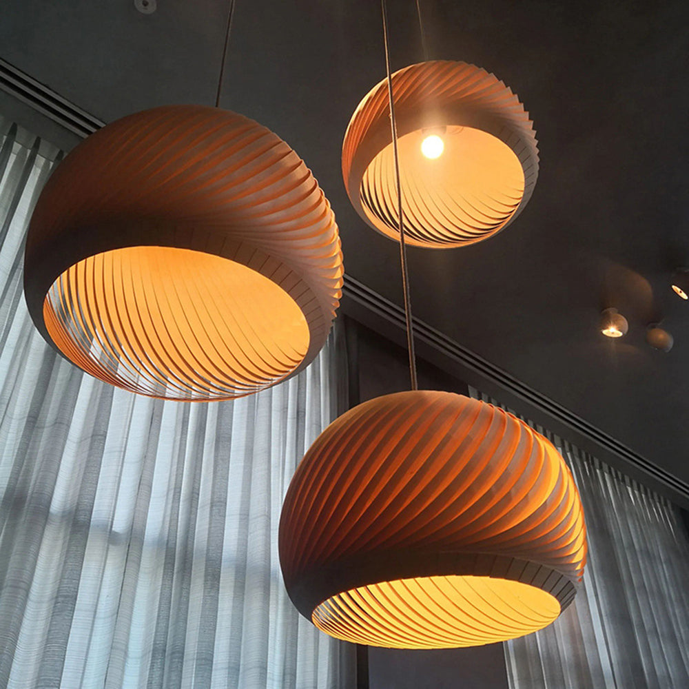 Brown Wood Finish Durable Farmhouse Metal Pendant Light