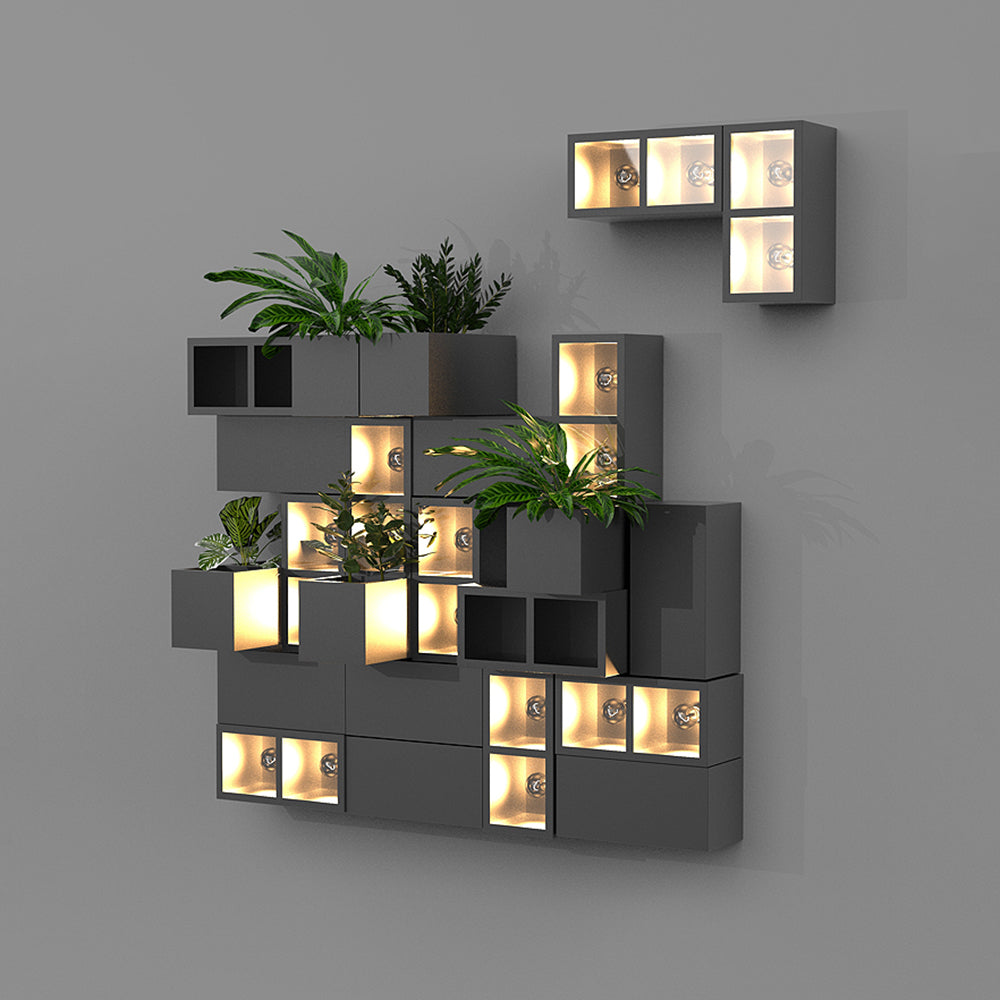 Outdoor Black Metal And Glass Modern Cube Wall Light