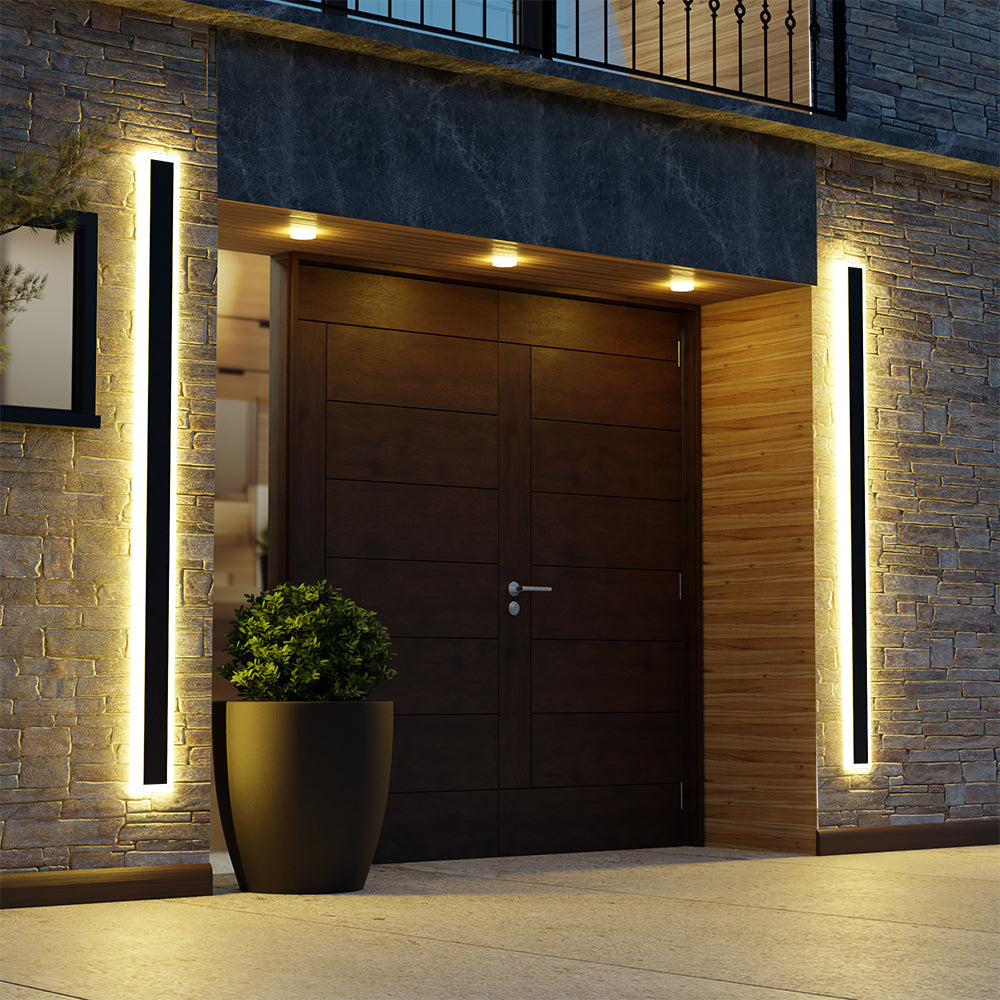 LED Matte Black Finish Linear Outdoor Wall Light
