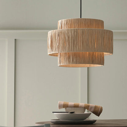 Rotin Boho Rustique Lampe Pendante Pour Ambiance Chaleureuse