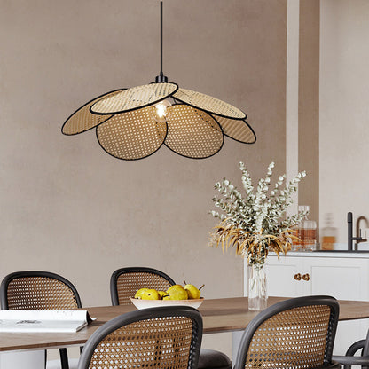 Natural Durable Pendant Light With Rattan Willow Weave
