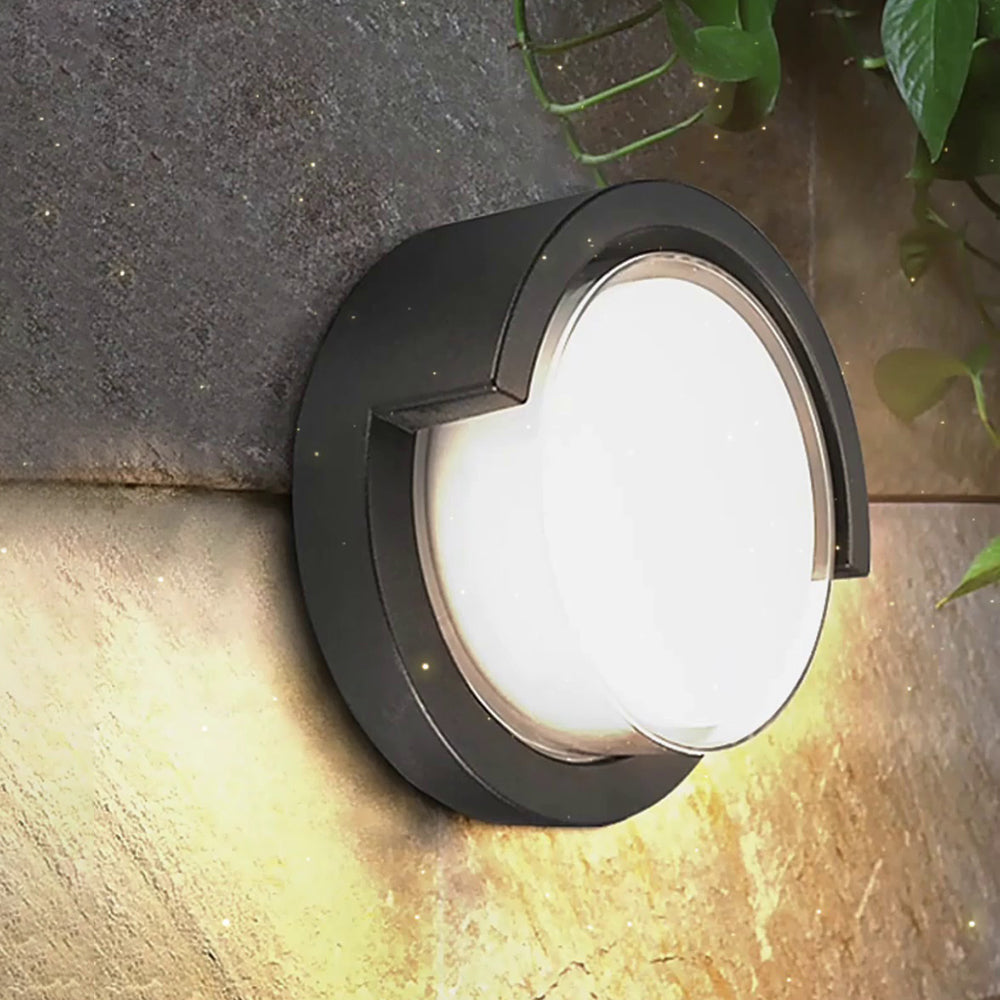 Modern Outdoor Round Or Rectangular Black Metal Wall Light Ray
